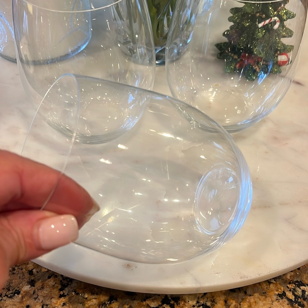 EUC set of 3 Riedel stemless crystal wine glasses